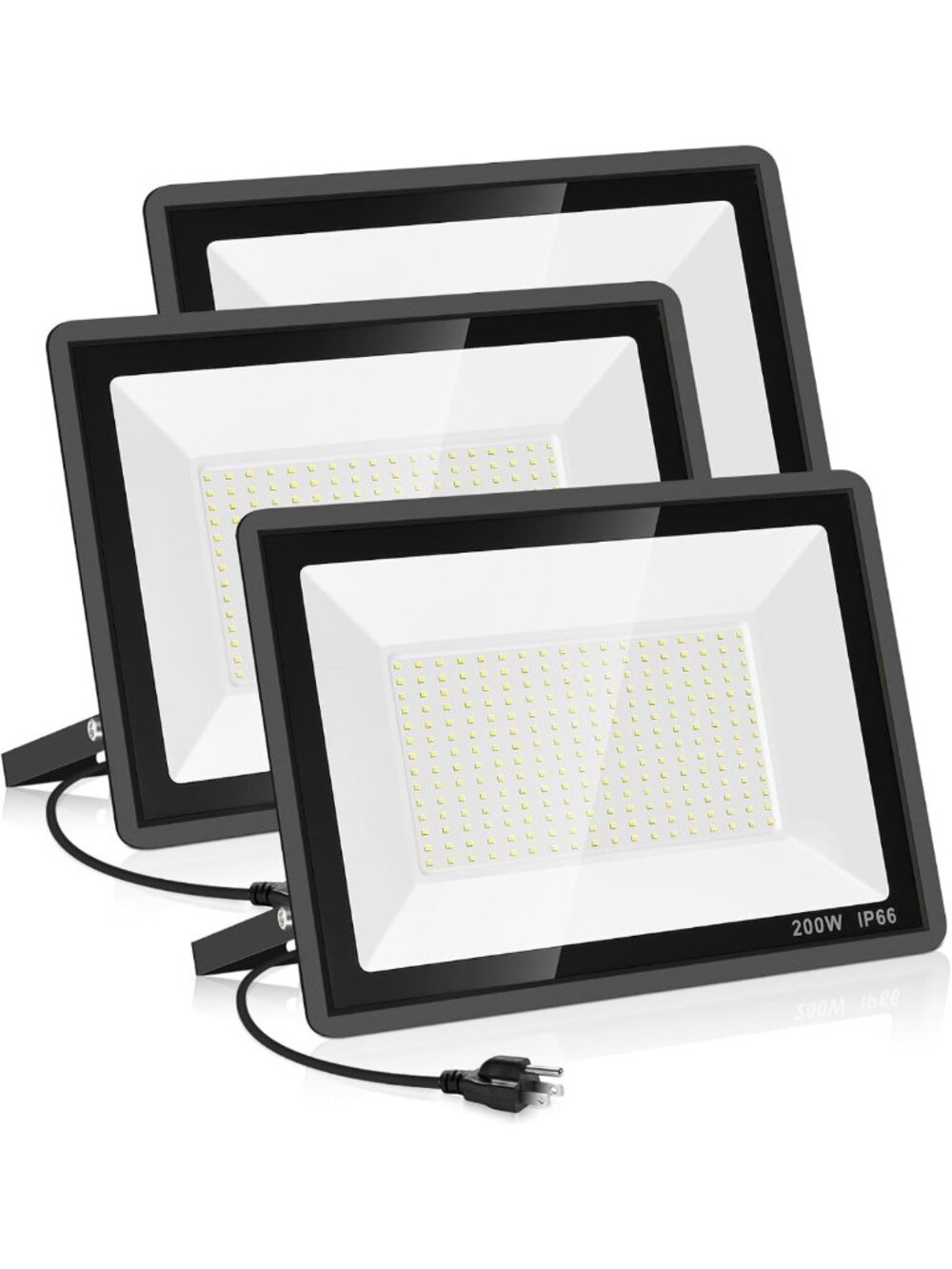 3 Pack 200W Super Bright LED Flood Lights - Waterproof Outdoor Security Lighting